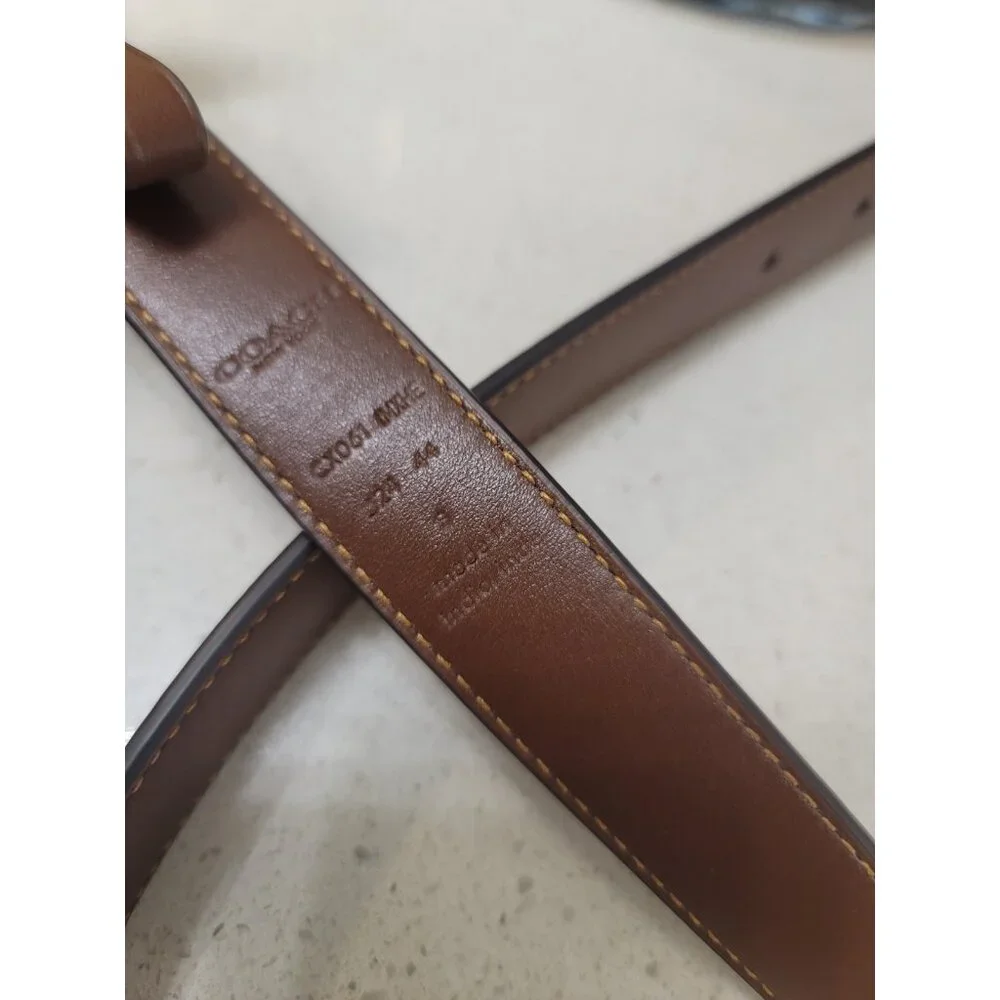 Coach Signature Buckle Belt C1725 Brown Leather with Gold Buckle Size S - Picture 4 of 8